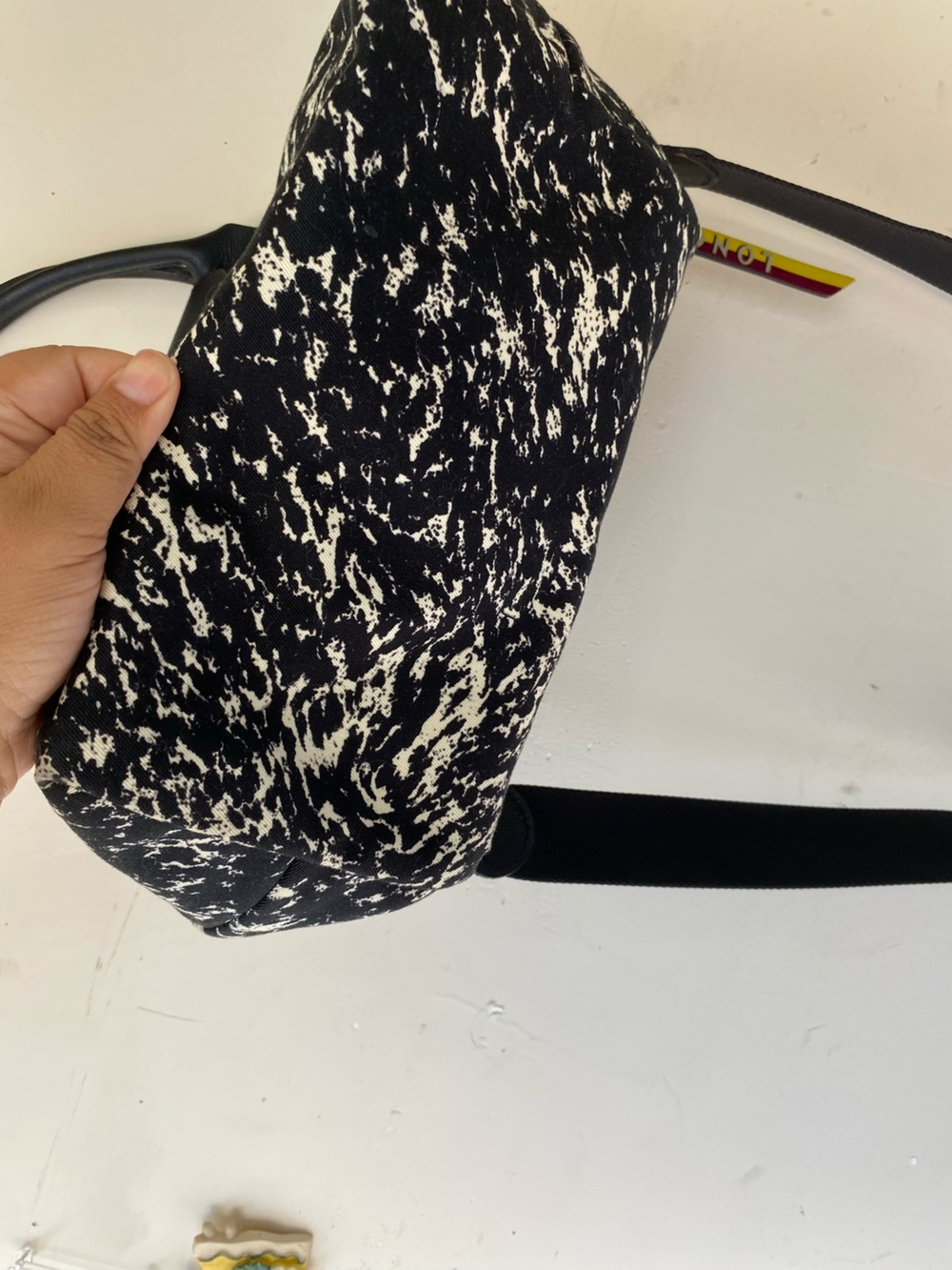 Longchamp Le Pliage Appaloosa Black White Coated Canvas Crossbody Bag Small - Picture 5 of 15